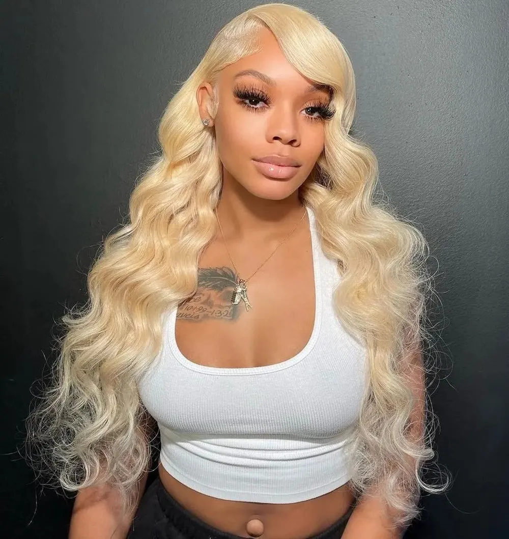 

Brazilian 613 Blonde 13x4 HD Lace Frontal Wig 180% Transparent 13x6 Lace Front Human Hair Wigs Body Wave Wet Wavy Full Lace Wig