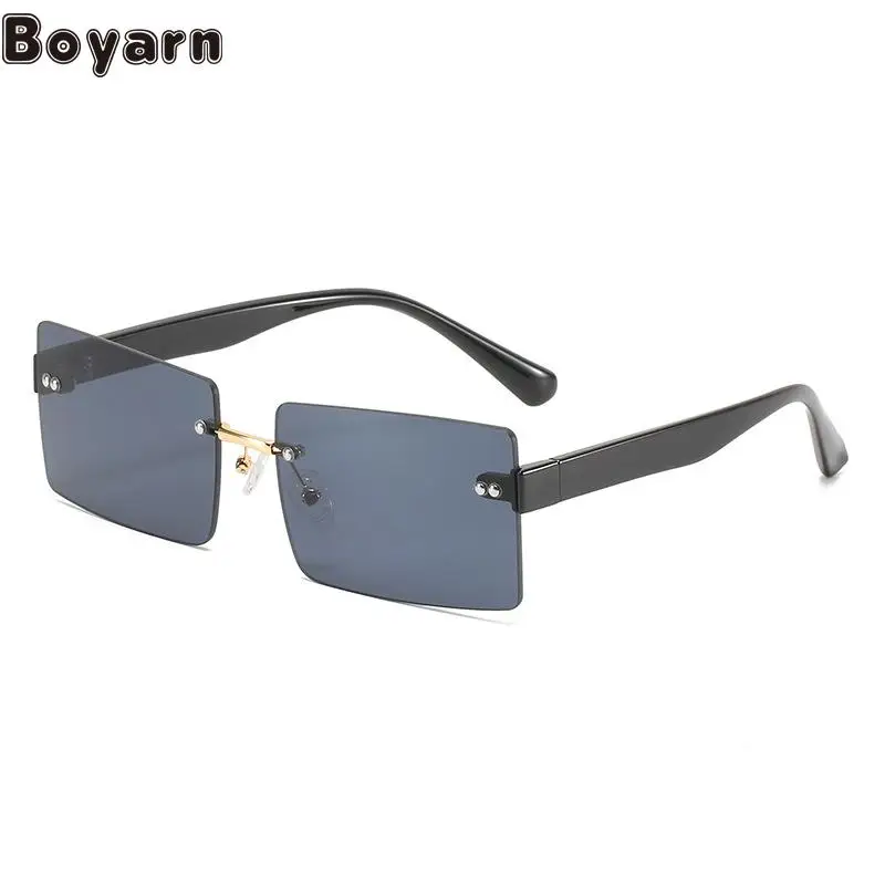 

Boyarn Small Square Sunglasses Steampunk Rectangle Rivets Jelly Color Rimless Sun Glasses Women Men Shades Uv400 Eyewear