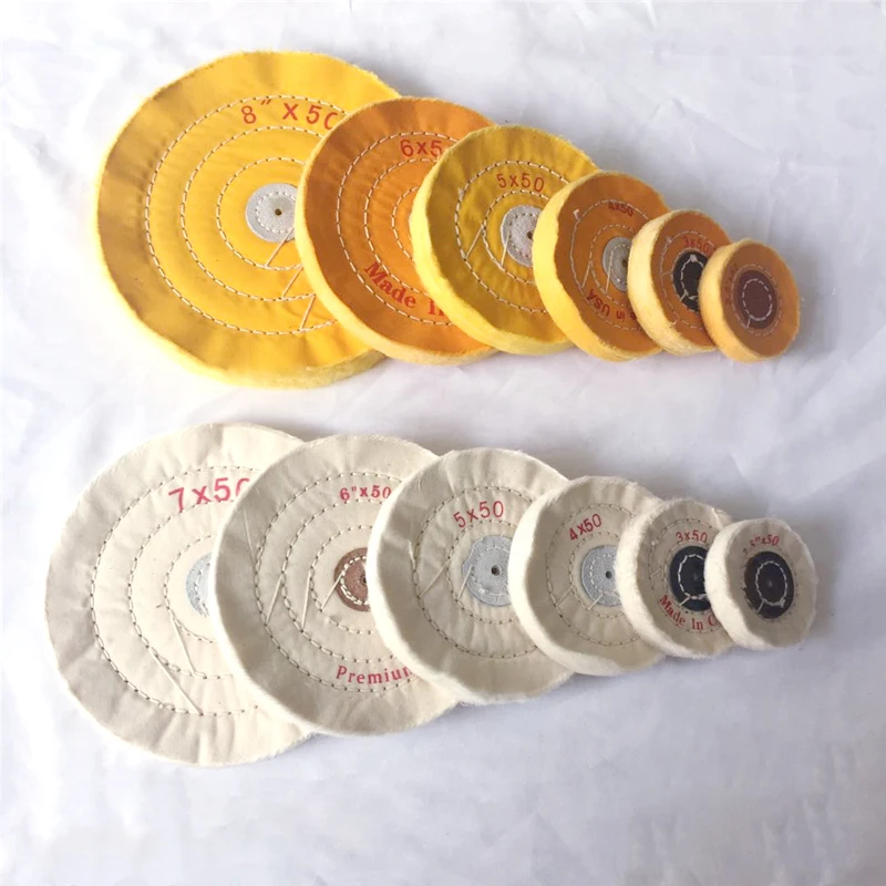 

10pcs/set Dental Polishing Cotton Cloth Buff White Yellow 3/4/5/6inch 40/50 Layer Cleaning Grinding Dentistry Tool Lab Supplies