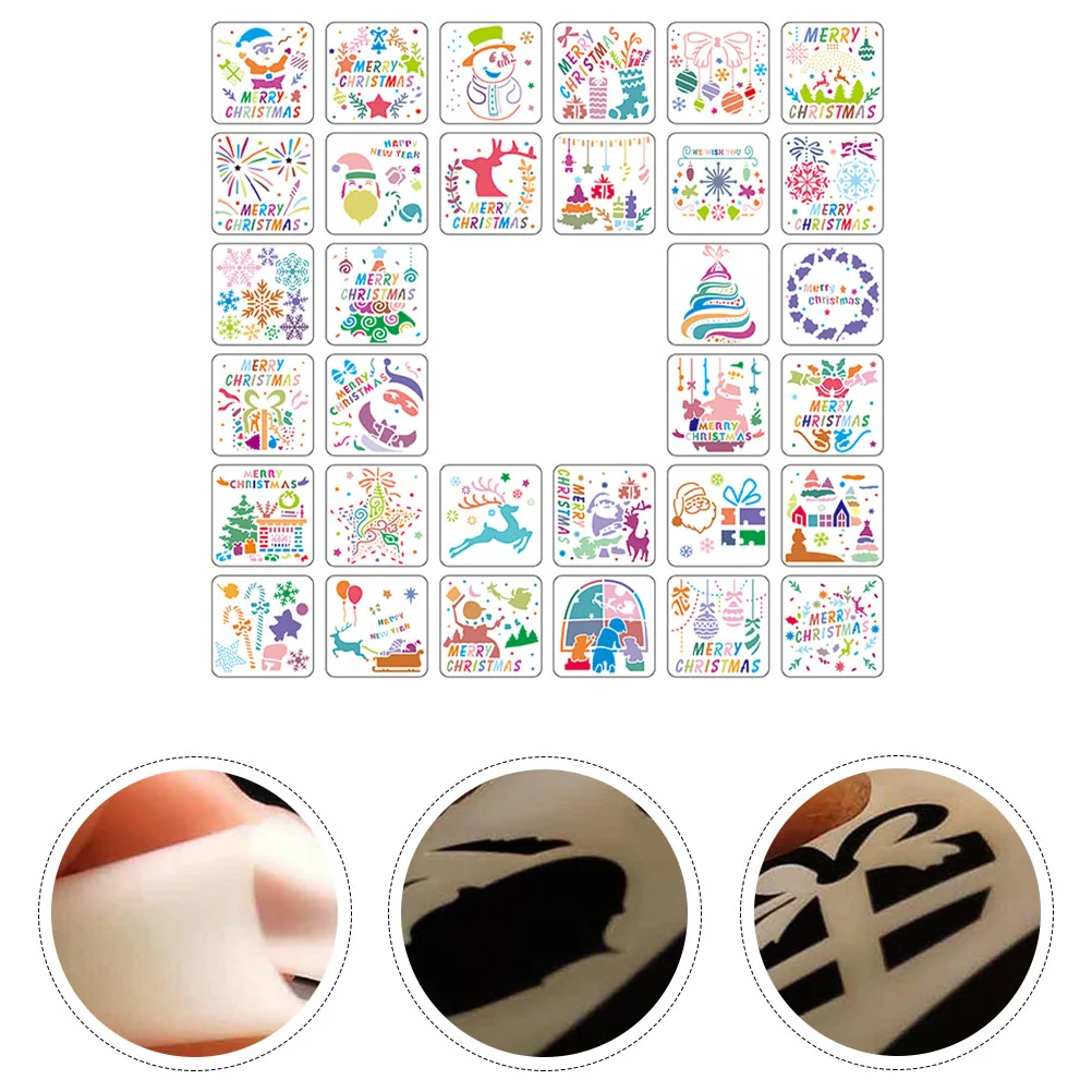 

32 Pcs Christmas Painting Template DIY Stencils Drawing Scrapbook Scrapbooking Wood