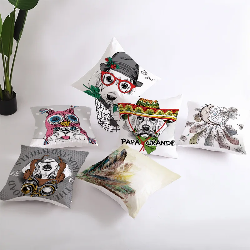 

Наволочки с забавными собаками, с принтом, для гостиной, дивана, декоративная наволочка для диванной подушки, Мультяшные Домашние животные, ...