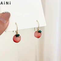sweet korea temperament pink peach earrings cute design for women accessories personality cute jewelry fashion earrings