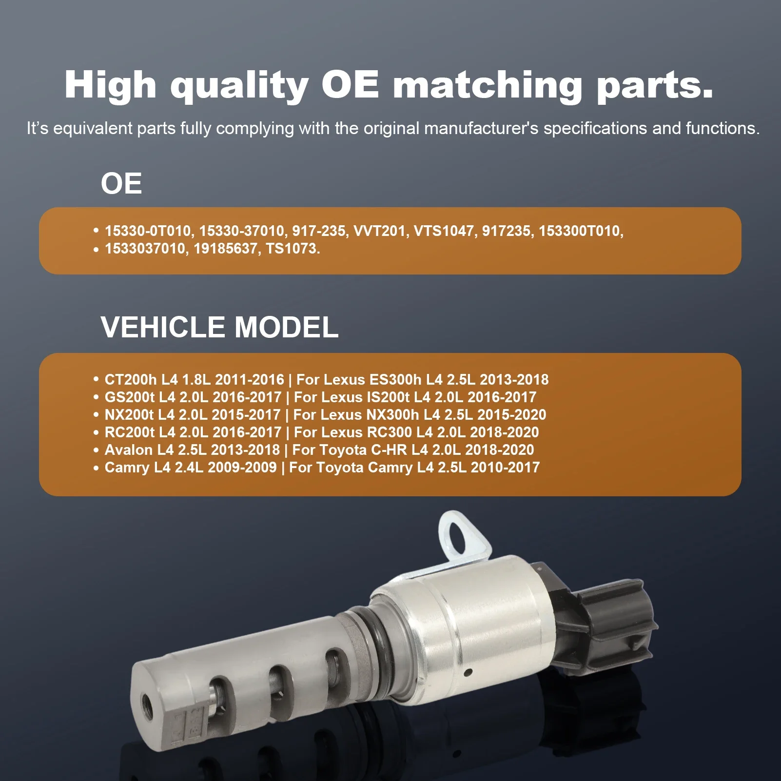 2 шт. регулируемый клапан синхронизации VVT соленоид для 2008-2020 Avalon Camry Corolla Highlander RAV4