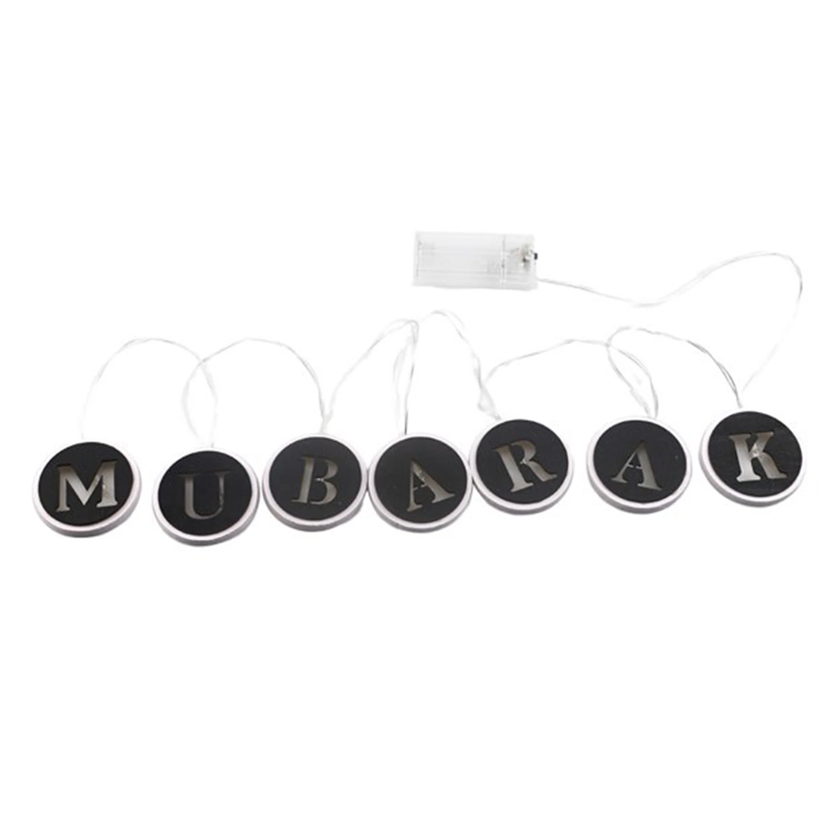 

Hanging Hollowed String Light Battery Powered 7 Leds Fairy Home Decor Festival Eid For Ramadan Round Mubarak Letters Indoor