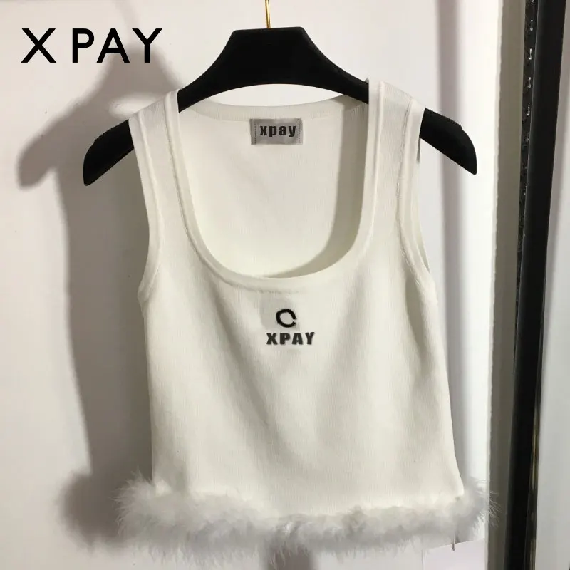 

Knitted Vest Female Inner Suit New 2023 Burst White Leggings Suspender Black Sleeveless Top Summer Wear