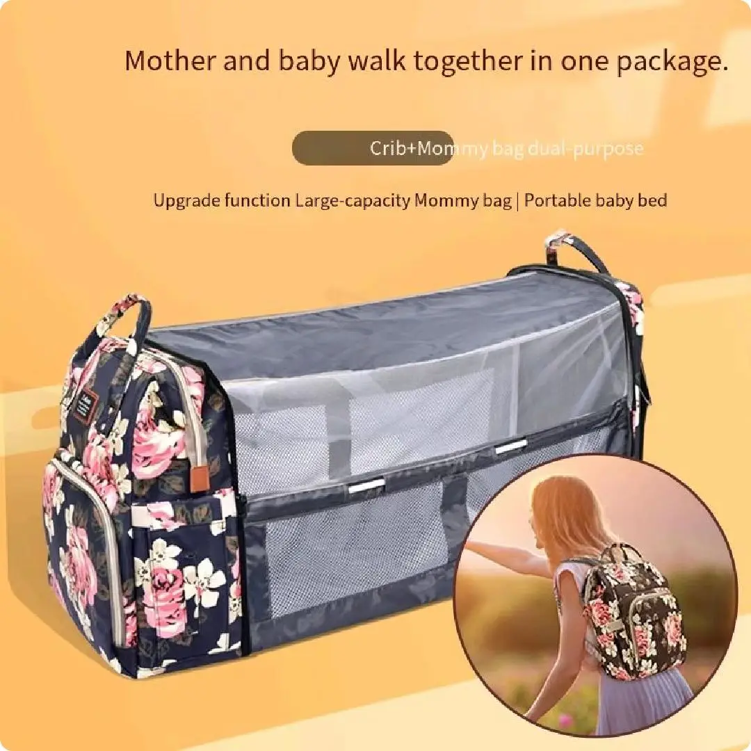 

A versatile mother and baby bag that can be turned into a bed