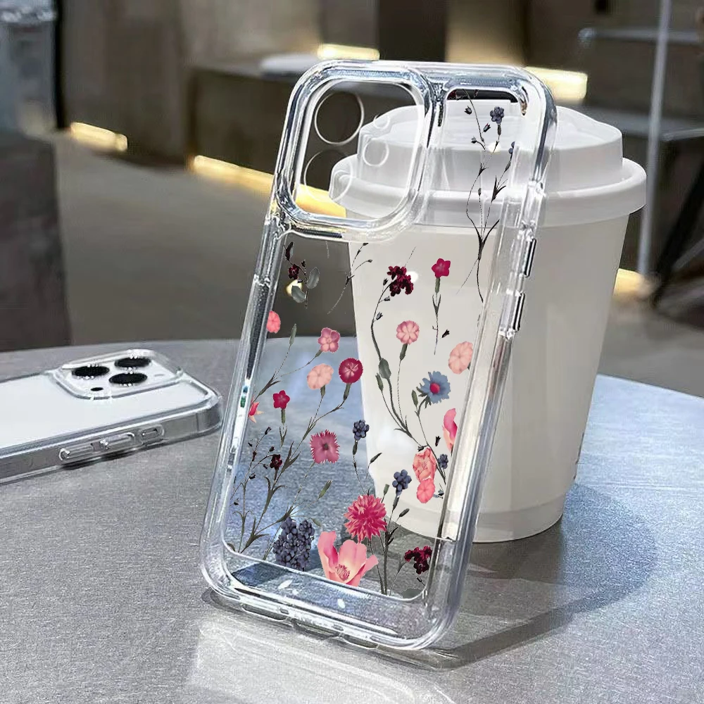 S23 Case Flower Phone Cases For Samsung A52 Case A53 5g A54 5g A32 A52S A33 A34 A51 A72 A73 S22 S23 Ultra S21 S20 FE Clear Cover