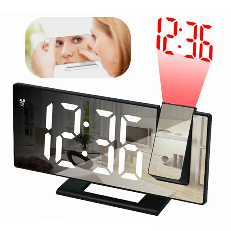 

LED Digital Alarm Clock Projection Clock Ceiling Clock with Time Temperature Display Backlight Snooze Clock for Home Bedroom