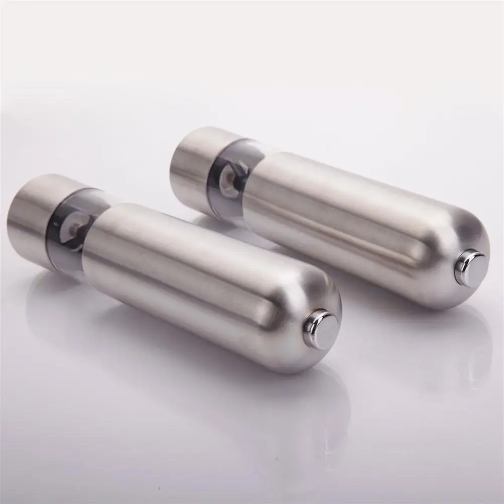 

2pcs Electric Pepper Grinder Stainless Steel Battery Powered Fineness Adjustable Automatic Salt Grinder