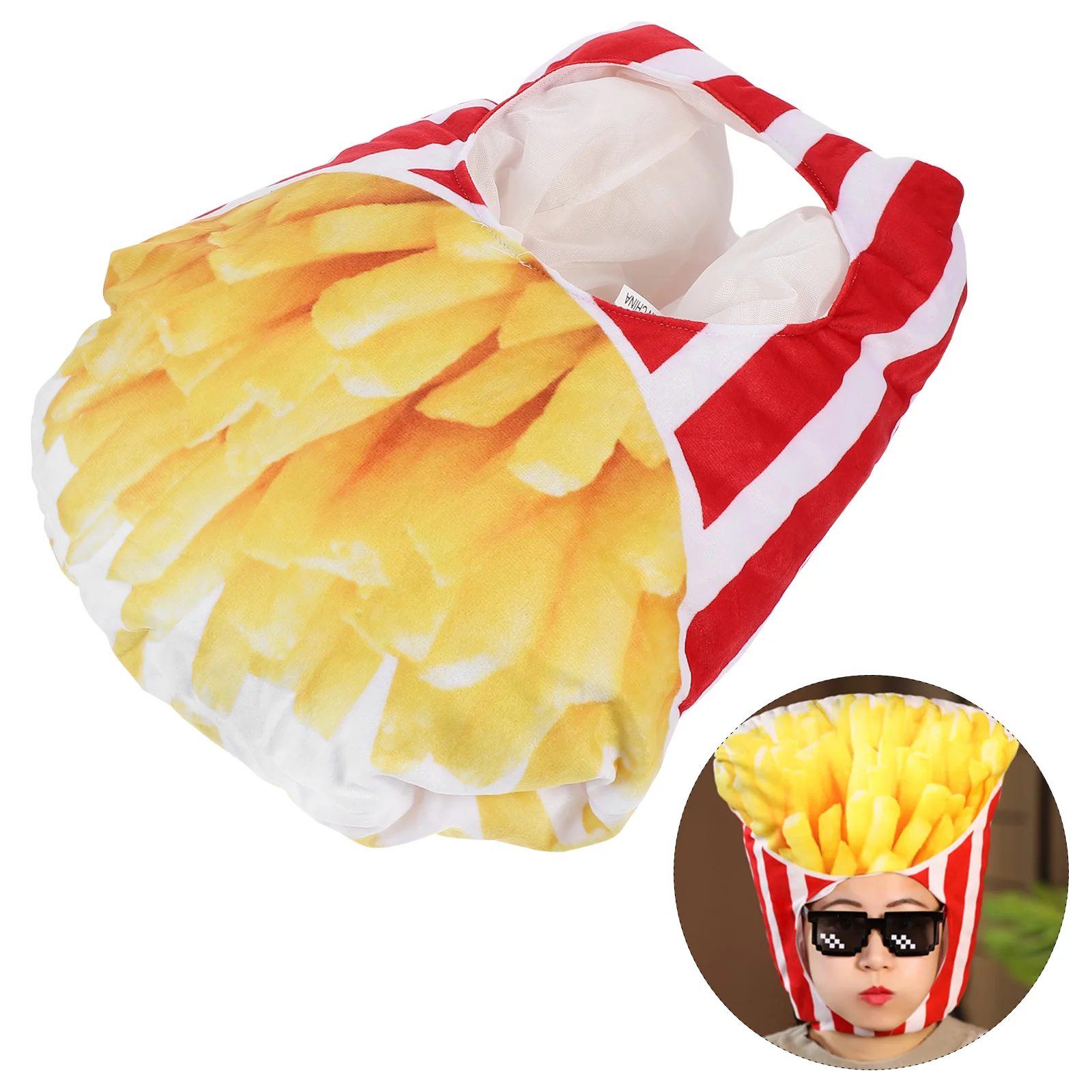 

Hood Pillow Halloween Props Prank Hat Headgear Fries Design Costume Pp Cotton Child Decorative Party