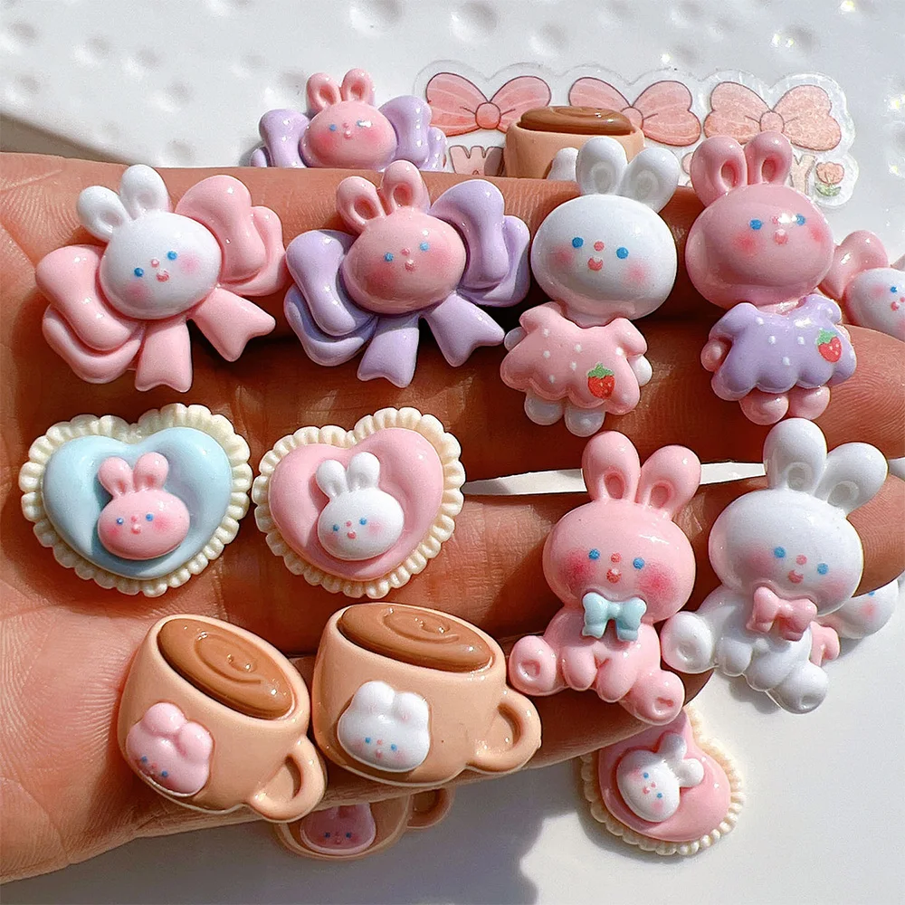 

10PCS Shiny Rabbit Bow Series Resin Flatback Cabochons For Hairpin Scrapbooking DIY Jewelry Craft Decoration Accessories