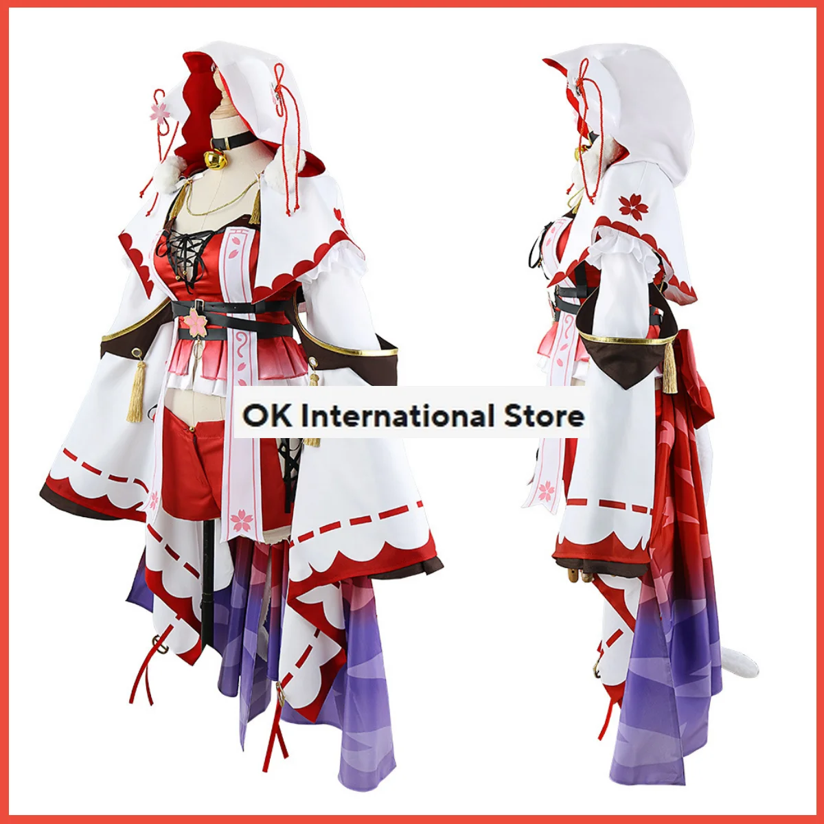 Аниме виртуальный YouTuber Сакура Мико Косплей Костюм Hololive парик кимоно Юбка плащ