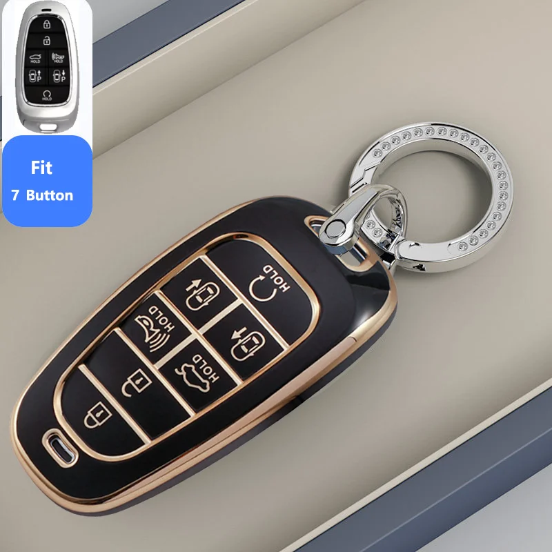 

Модный Чехол Для Ключей Из ТПУ С 7 Кнопками Для Hyundai Sonata, Nexo, DN8, Santa Fe TM, Tucson NX4, Staria