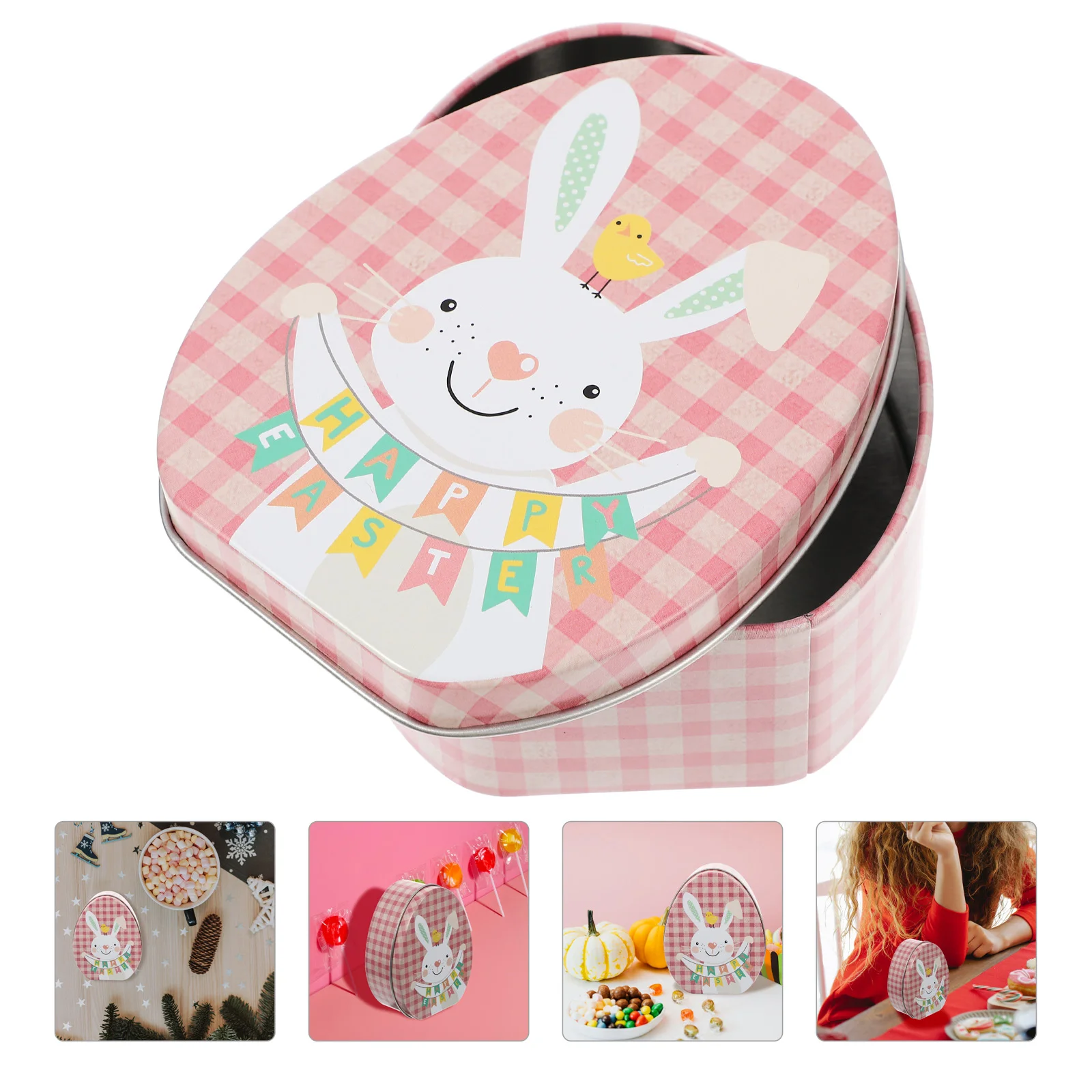 

Easter Box Tin Candy Boxes Tins Tinplate Gift Cookie Storage Bunny Metal Lids Eggs Case Empty Treat Cookies Containers Jar Mini