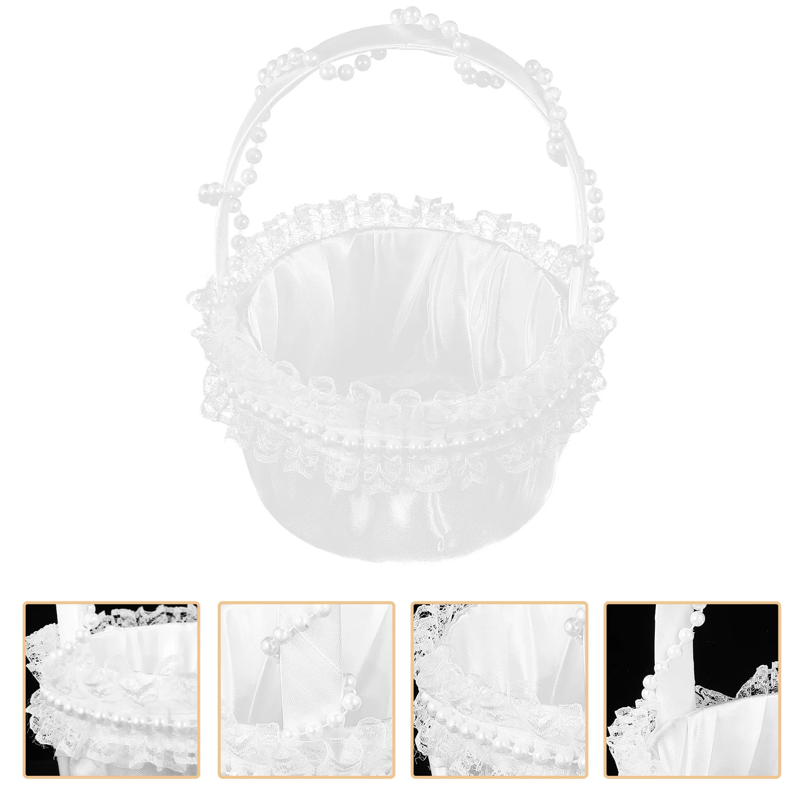 

Flower Holding Basket Candies Petals Container Lace Design Basket Portable Basket Wedding Flower Basket for Party Present