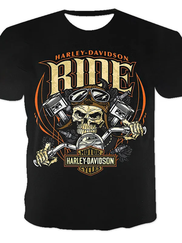 

Wide shirt with round collar, short sleeve shirt with 3d skull print, punk for men and women