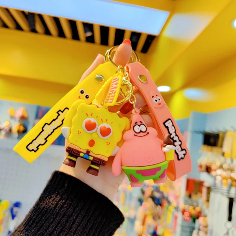 

SpongeBob SquarePants Patrick Star Squidward Tentacles Keychain Cartoon Anime Creative PVC Doll Ornament Pendant Accessories