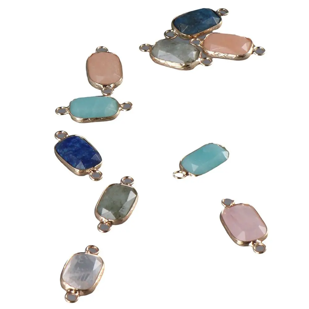 

multicolor Crystal Link Charms alloy and glass Charms Natural Stone Rectangle Shape Handmade Crafts Lovers