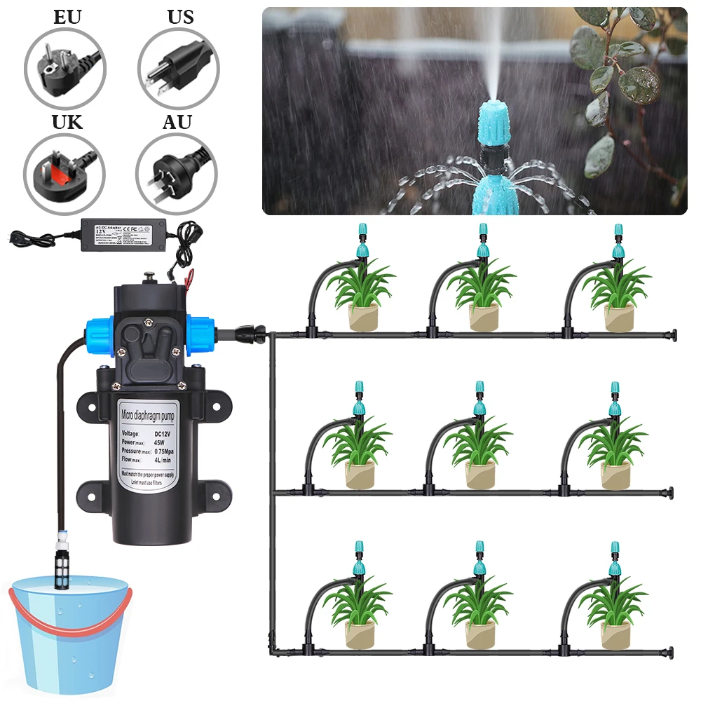 Самовсасывающая система полива сада, регулируемая Распылительная насадка 2 в 1, 5-25 м, 45 Вт, 110-240 В Самовсасывающая система полива сада, регулируемая Распылительная насадка 2 в 1, 5-25 м, 45 Вт, 110-240 В