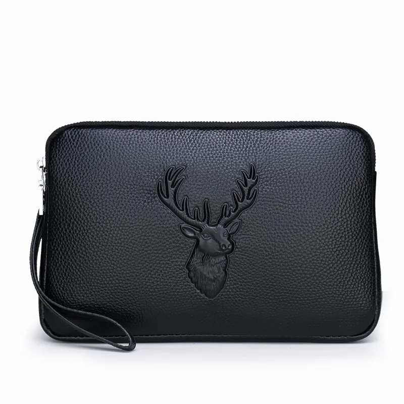 Мужская сумка из натуральной кожи длинный кошелек большая вместимость браслет с