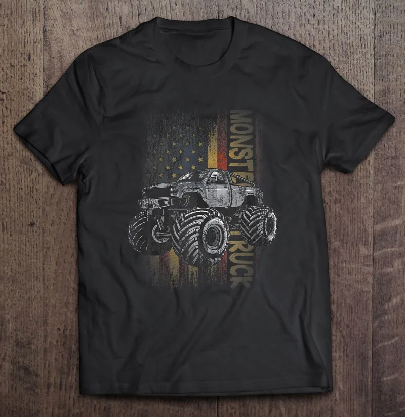 

Футболка мужская Винтажная с американским флагом, топ с изображением патриотического монстр-грузовика, рубашка для мужчин