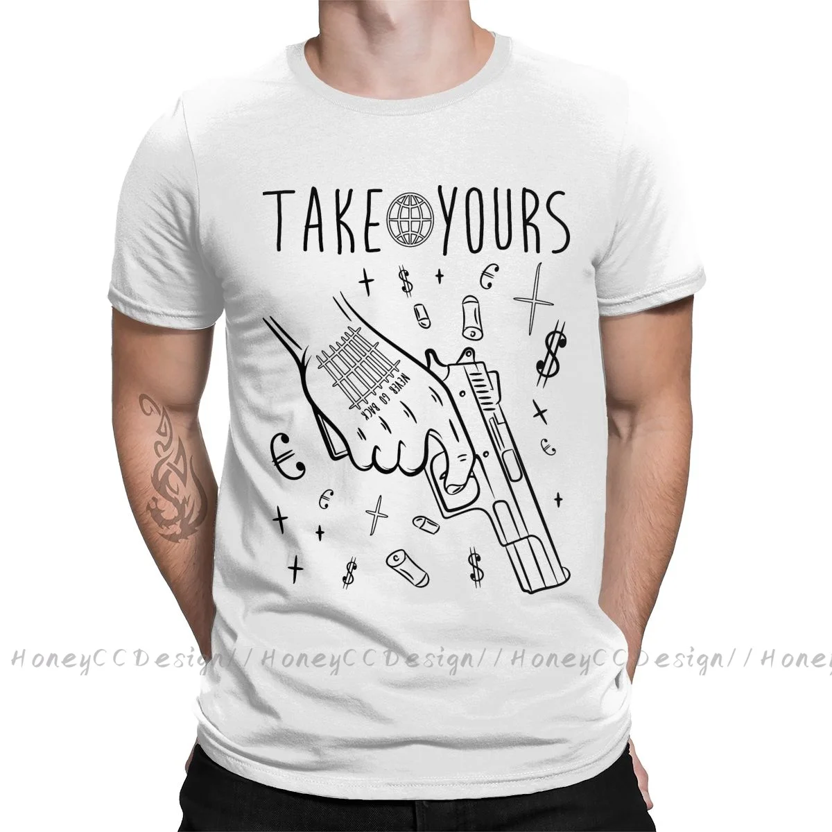

High Quality Men Glock Handgun Black T-Shirt Take Yours Pure Cotton Shirt Tees Harajuku TShirt