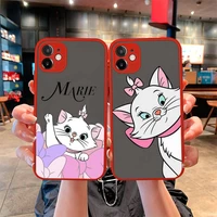 disney funny marie cat phone case for iphone 12 11 pro mini max xs x 8 7 plus se 2020 xr matte transparent light red cover