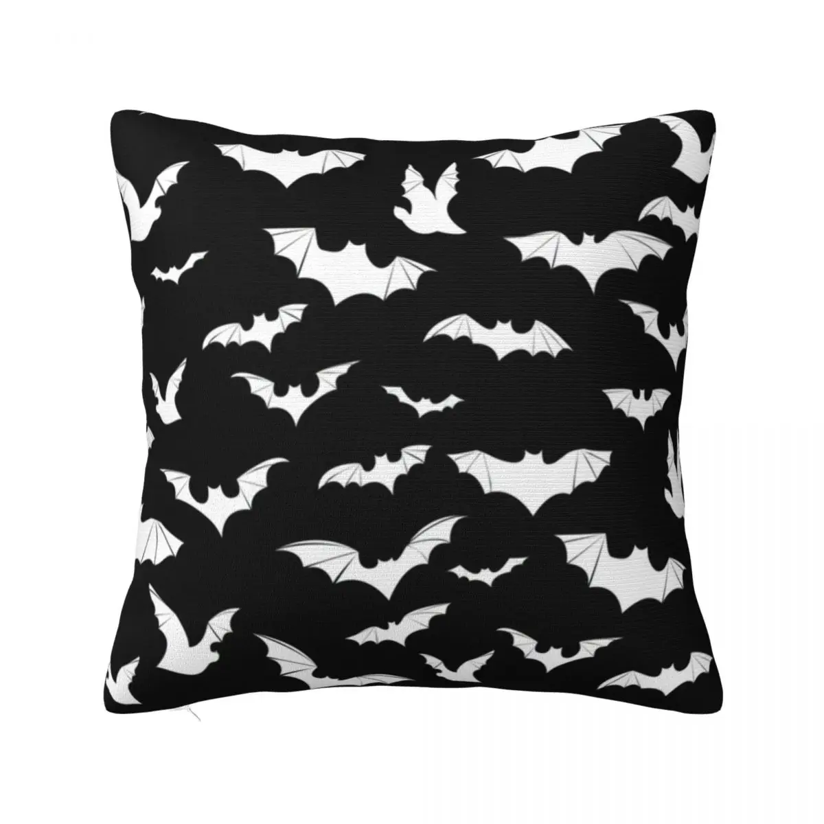 

White Bat Pillow Case Flying Bats Art Polyester Travel Pillowcase Zipper Spring Vintage Cover