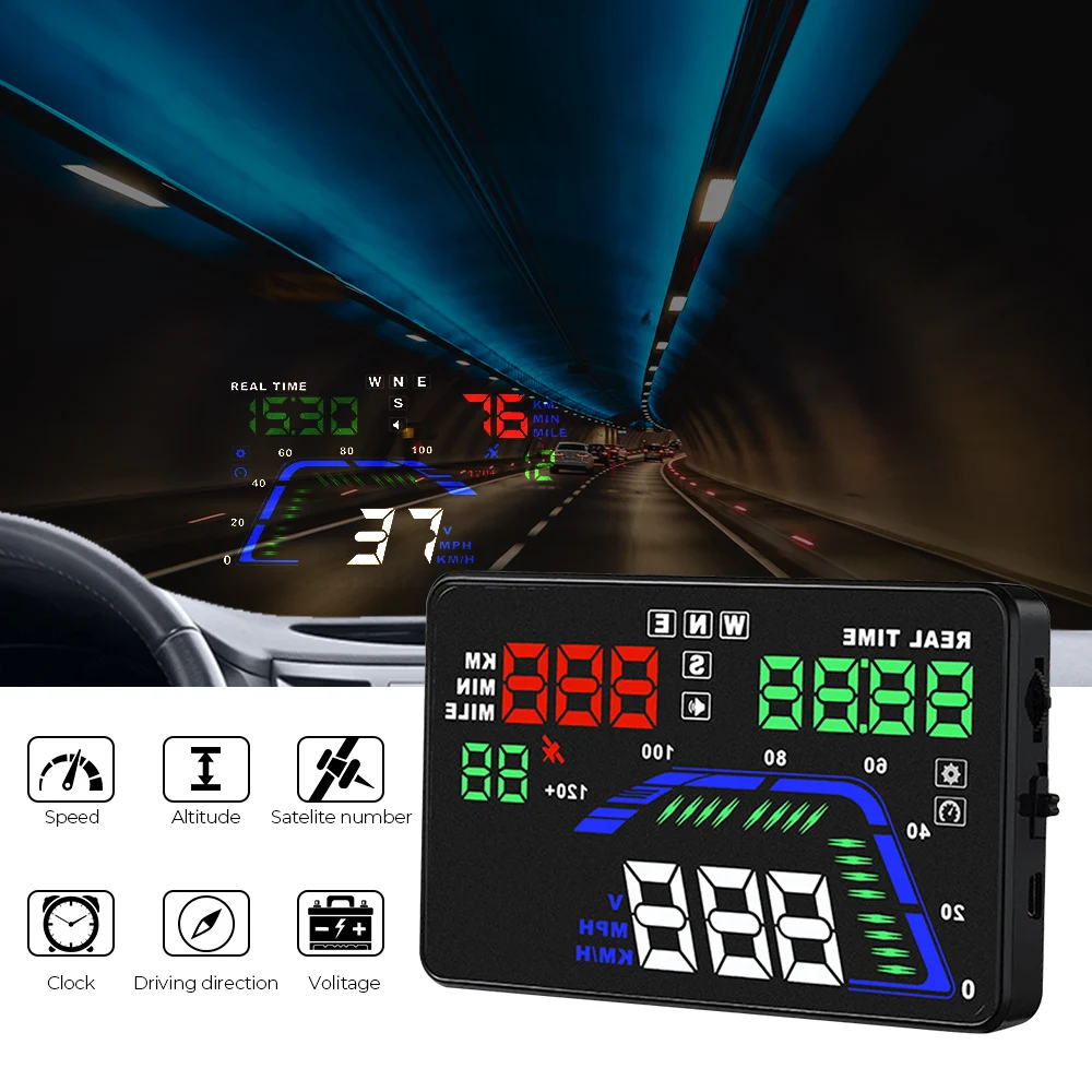 

Автомобильный дисплей HUD, предупреждение о превышении скорости, универсальные автомобильные аксессуары, проектор Q7 на лобовое стекло, GPS, цифровые часы, дисплей на лобовое стекло 5,5 дюйма