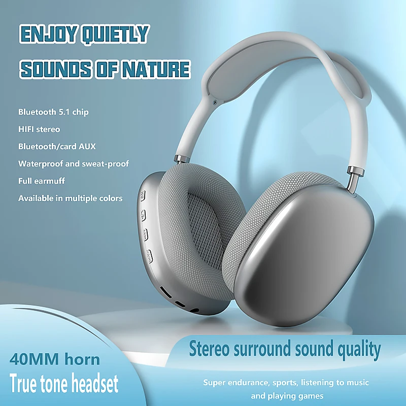 

P9 Wireless Bluetooth Headphones with Mic Noise Cancelling TWS Headsets Stereo Sound Earphones for iPhone Sumsamg Android IOS