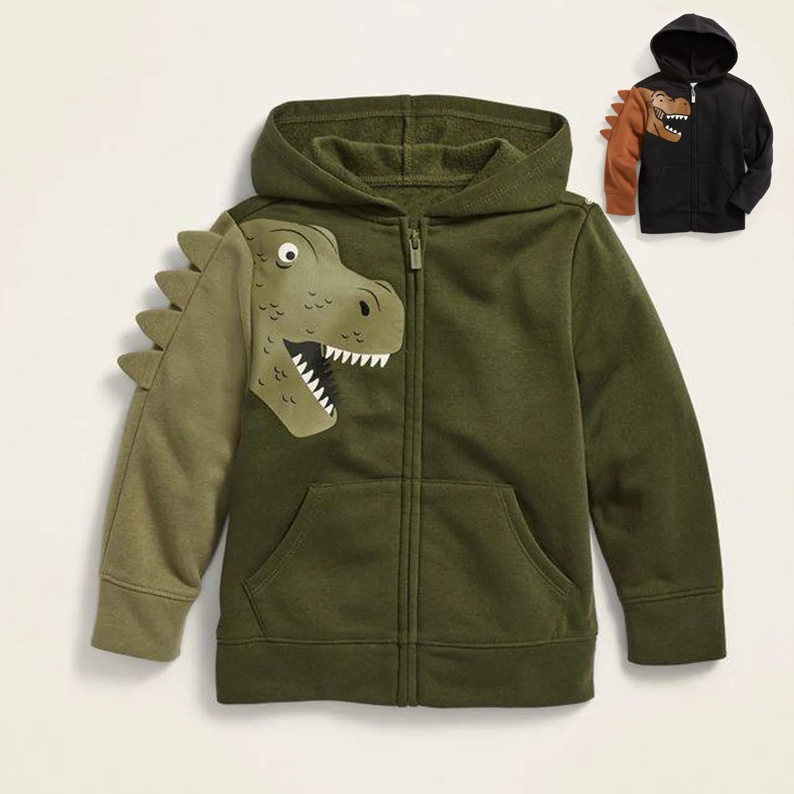 

Toddler Kids Hooded Coat Baby Boys Clothes Dinosaur Zip Up Hoodies Autumn Winter Sweatshirt Long Sleeve Casual Tops With Pocket