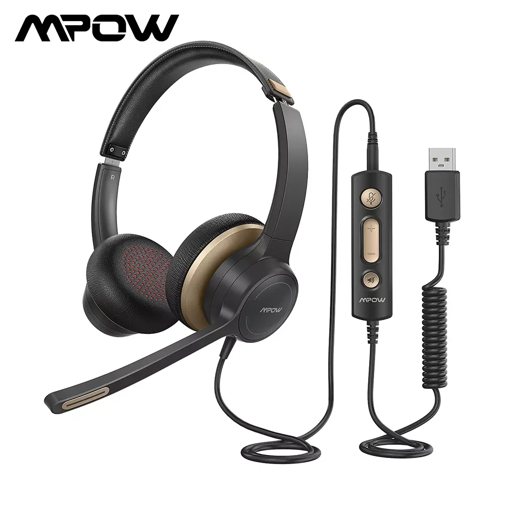 

Mpow 328 Wired Headphones USB/3.5mm Headset with Microphone Business Headset In-line Control for Skype PC Computer Cell Phone