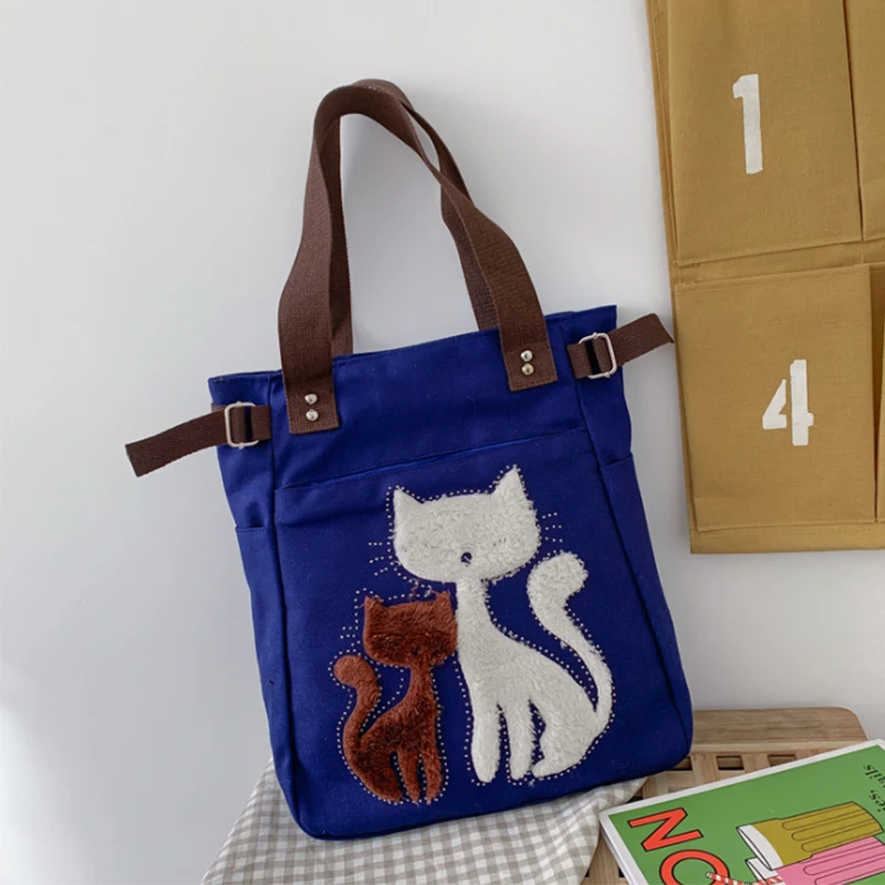 

Новая Холщовая Сумка через плечо с милым котом, женская сумка с принтом, маленькая многоразовая Повседневная сумка для покупок, женская сум...