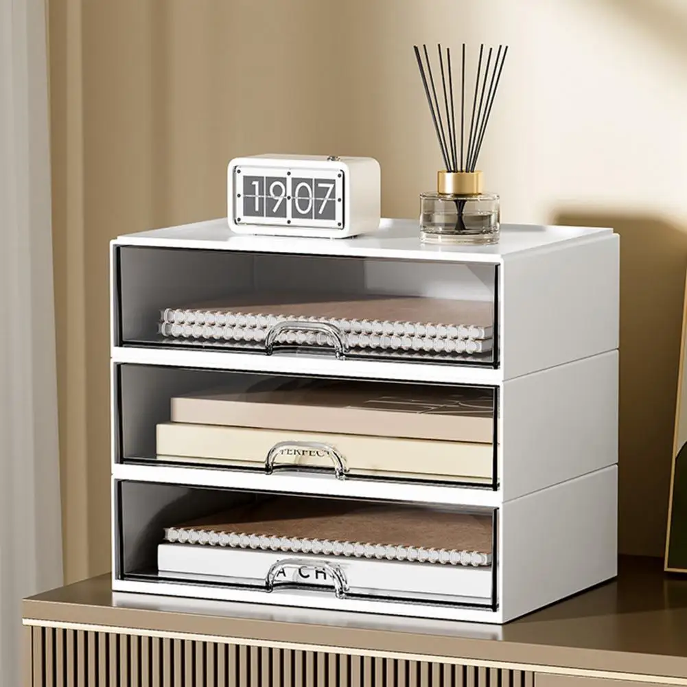 

Storage Box Capacity Transparent Desktop Organizer Drawer Box with Pen Holder Ideal Makeup Container Sundries Case Space-saving