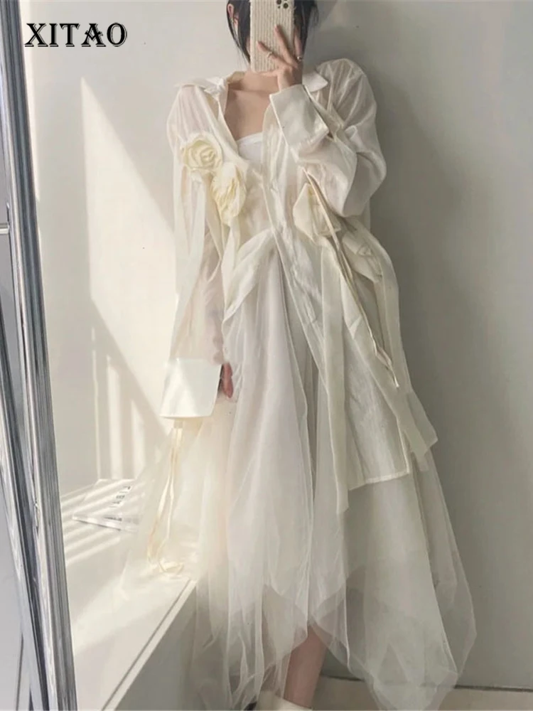 

XITAO Floral Blouse Fashion Single Breast Drawstring Solid Color Goddess Fan Casual Style 2022 Summer Minority Shirt ZY7053