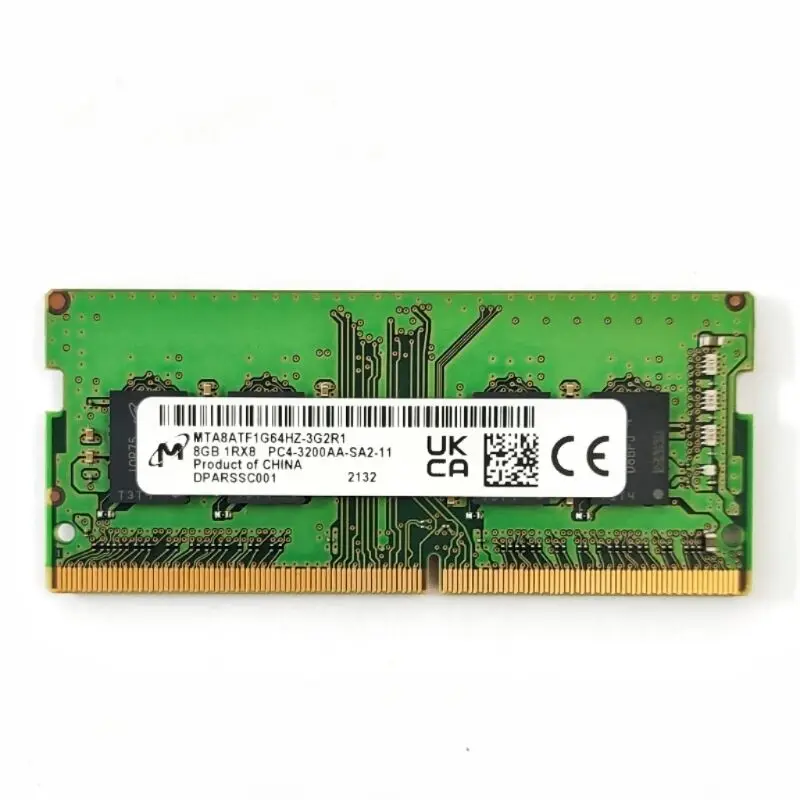 Фото Оперативная память Micron DDR4 8 ГБ, 3200 МГц, 260 контактов, 1,2 В, память для ноутбука ddr4, 8 ГБ 1RX8 PC4-3200AA-SA2-11 SODIMM, память для ноутбука №1