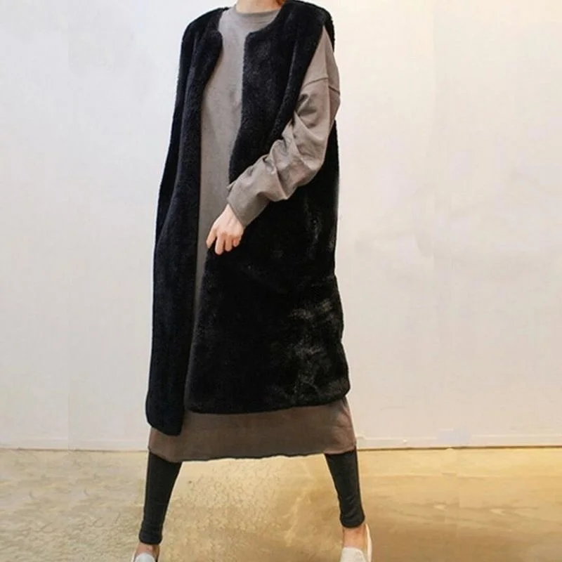 

Women Vest Fur Coats Jackets Long