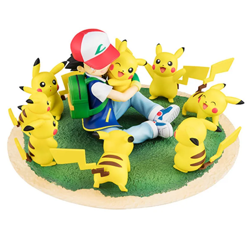 

Cartoon Pokemon Anime Characters Pikachu Sitting Around The Scene Figure Model Best Christmas Gift for Birthday Party Decoration