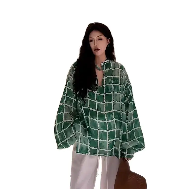 Блузка Женская Осенняя с V-образным вырезом и длинным рукавом