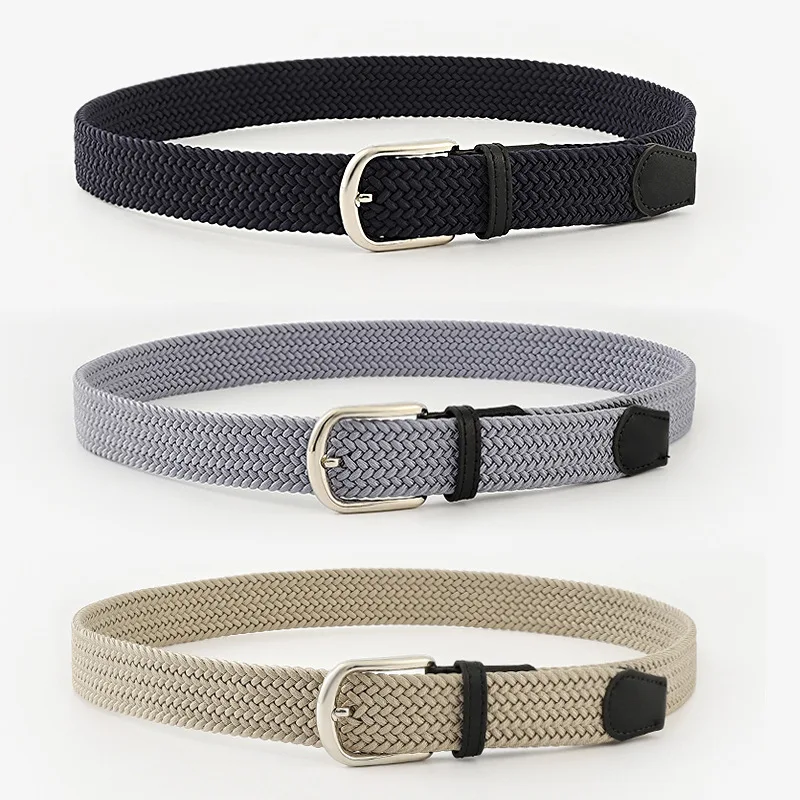 Elastic Canvas Belt for Men Fashion Leisure Simple Versatile Jeans Accessories Youth Tactical Nylon Weave Pin Buckle Waistband