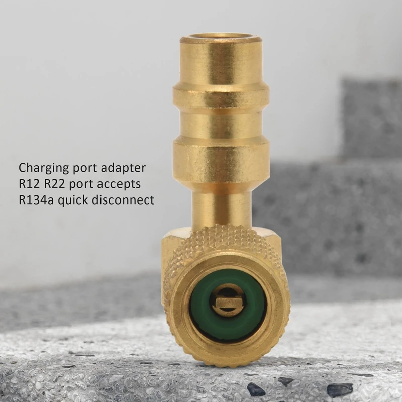 R12 To R134 A High/Low AC Fitting Port Retrofit Conversion Adapter Quick Coupler Valve A/C 90 Degree
