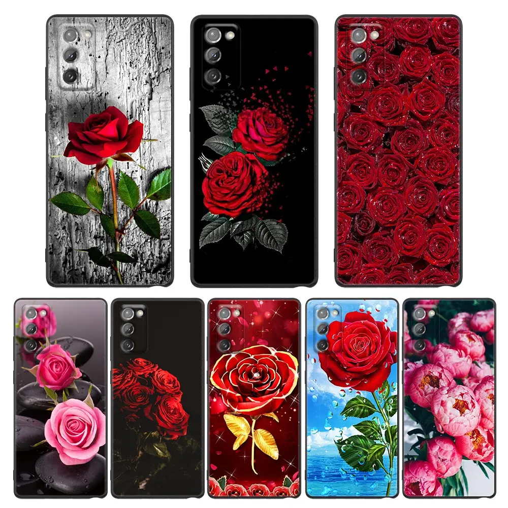 

Phone Case for Samsung Note 20 9 10 8 5G M11 M12 M30s M32 M21 M51 F41 F62 M11 Case Cover Red Rose Flower