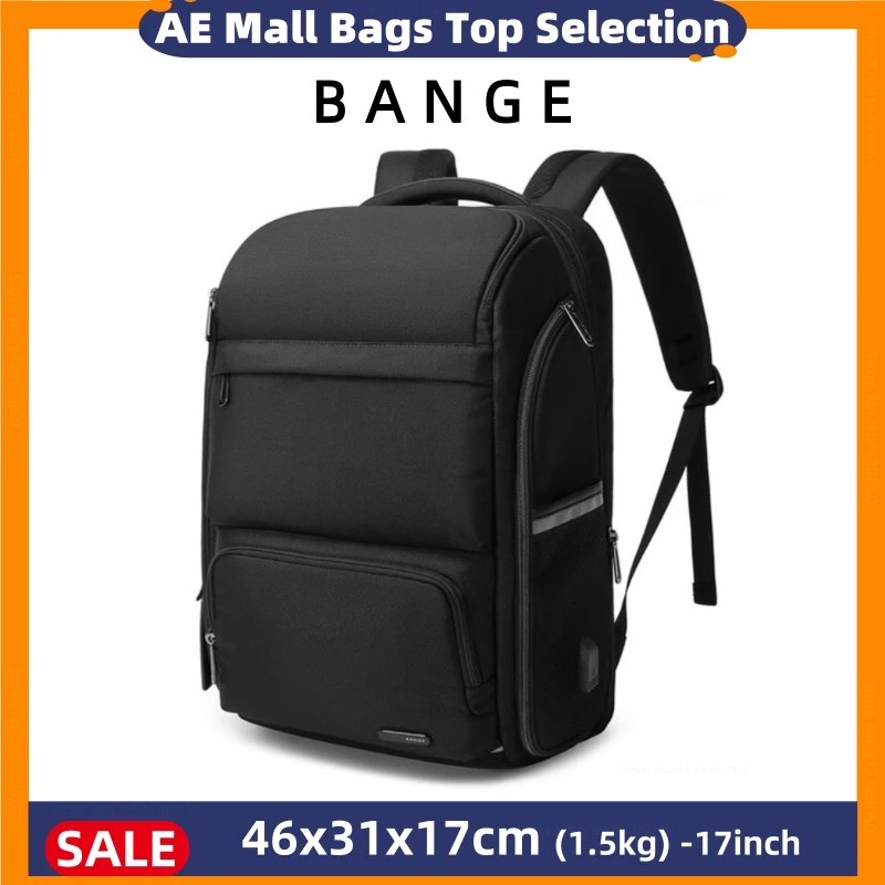 BANGE Waterproof Laptop Backpack Expanable Men 17 inch Office Work Men Backpack Business Bag USB Charing Unisex Backpack Mochila