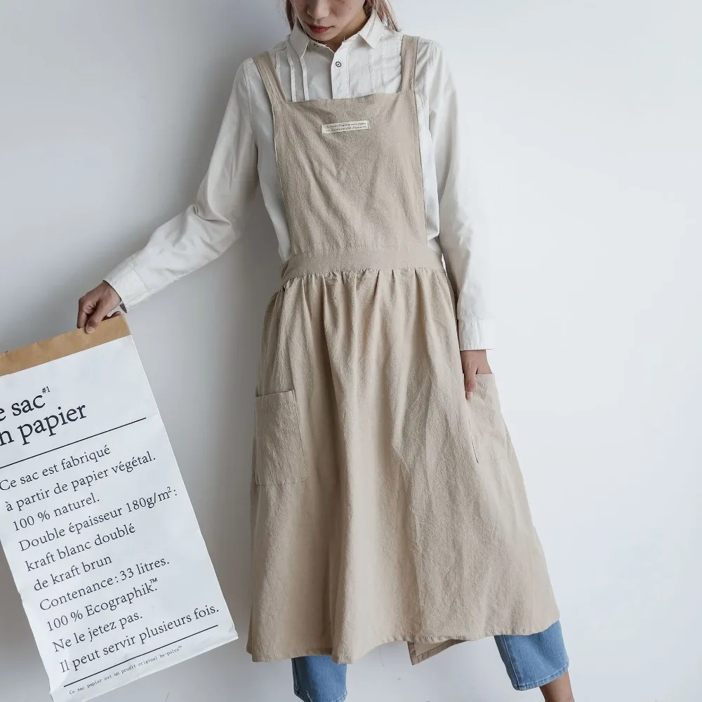 Washed Cotton Women Kitchen Cooking Apron Coffee Shop Hotel Gardener BBQ Pinafore Overall | Дом и сад