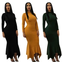 womens sexy dress spring and autumn streetwear fashion solid color pit strip fishtail dress womens nightclub clothes