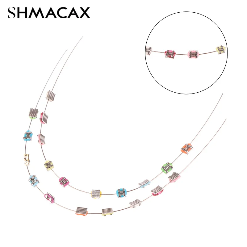 1 пара временных украшений для зубов с металлическими проводами красочный