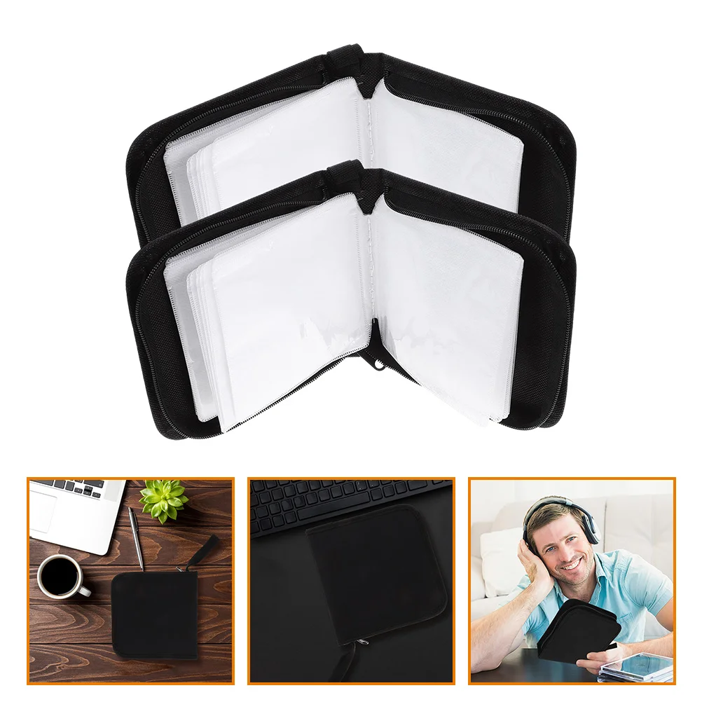 

2 Pcs CD Storage Box Holder Album Case Container Wallets Car Pouch Pp Dvd Cases Travel