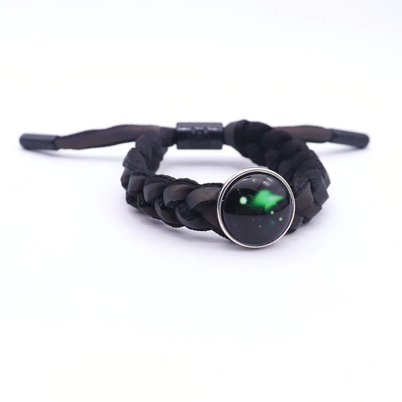 

Подвеска светящийся кожаный браслет 12 созвездий Знаки зодиака с бусинами браслеты для мужчин Светящиеся в темноте ювелирные изделия