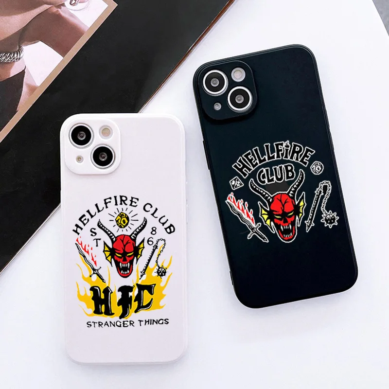 

HellFire Club Stranger Things Phone Case for iPhone 13 11 12 Pro Max 7 8 Plus 13 Mini 12Pro XS Max XR SE Thin Soft Cover Fundas