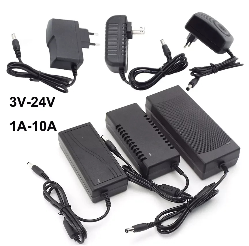 

DC 3V 5V 6V 8V 9V 10V 12V 15V 24V Power Supply Adapter 1A 2A 3A 5A 6A 8A 10A Universal WALL Charger for CCTV Camera LED Light